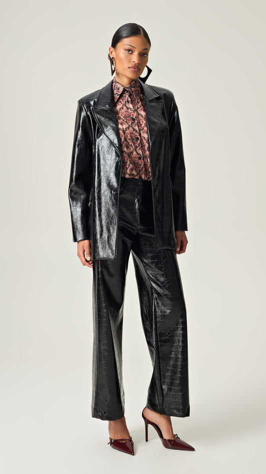 MIDNIGHT POWER CROCO LEATHER PANTS